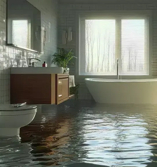 Water-damaged bathroom — bathroom water damage in Dallas, TX by Example City Pros