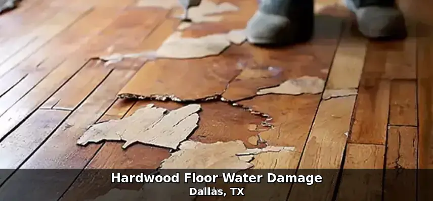 Water-damaged hardwood floor — hardwood floor water damage in Dallas, TX by Example City Pros